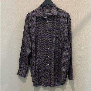 Thomas Dean Purple Geometric Button-Down Shirt